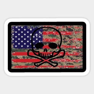 AMERICAN FLAG CAMO SKULL T-SHIRT Sticker